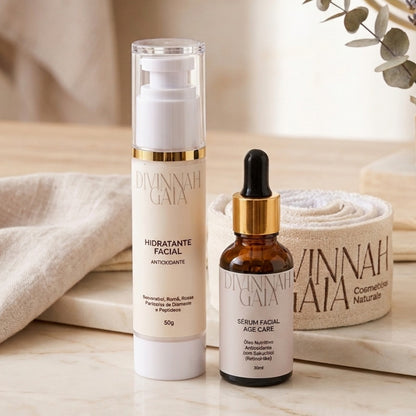 Kit  Nutrição e Hidratação Pele Madura : Resveratrol, Peptídeos e Bakuchiol
